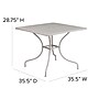 Flash Furniture Oia Commercial Grade Square Indoor-Outdoor Steel Patio Table with Umbrella Hole, Light Gray (CO6SIL)~#|#~sp137393668_sc7