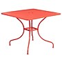 Flash Furniture Oia Commercial Grade Square Indoor-Outdoor Steel Patio Table with Umbrella Hole, Coral (CO6RED)~#|#~sp137393669_sc7