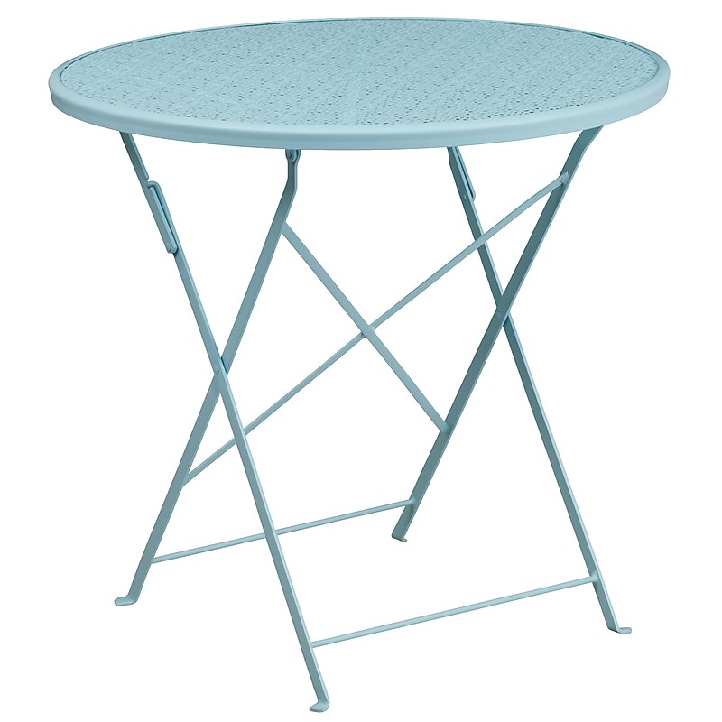 Flash Furniture Oia Commercial Grade Round Indoor-Outdoor Steel Folding Patio Table, 30" Sky Blue (CO4SKY) image 1