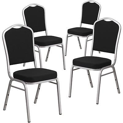 Flash Furniture HERCULES Series Fabric Banquet Stacking Chair, Black/Silver Frame, 4 Pack (4FDC01S11) Simolary simolary.com