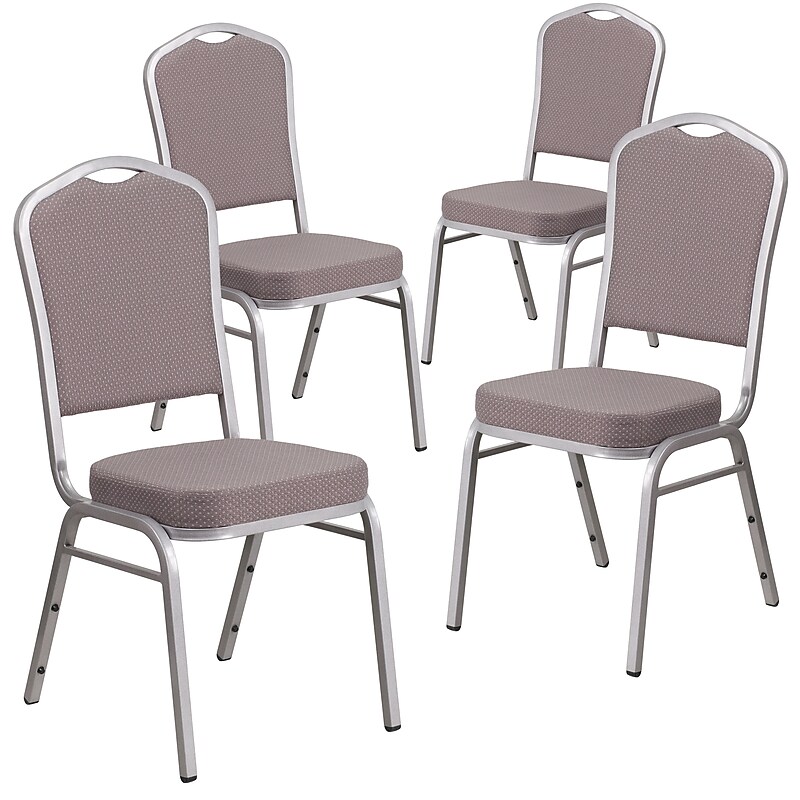 Flash Furniture HERCULES Series Fabric Banquet Stacking Chair, Gray Dot/Silver Frame, 4 Pack (4FDC01S6) image 1