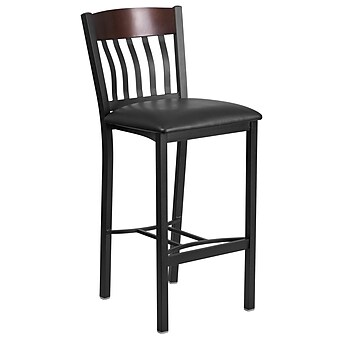 Flash Furniture Eclipse Series Traditional Metal Slat Back Restaurant Barstool, Black/Walnut Wood (XUDG60618BWABKV)