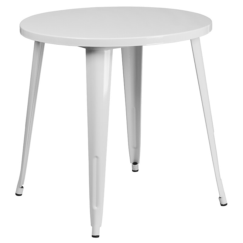 Flash Furniture Jeffrey Commercial Grade Round Metal Indoor-Outdoor Table, White (CH5109029WH) image 1