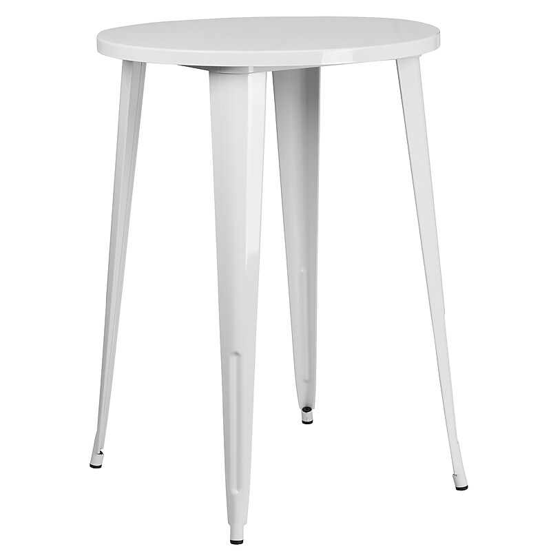 Flash Furniture Philip Commercial Grade Round Metal Indoor-Outdoor Bar Height Table, White (CH5109040WH) image 1