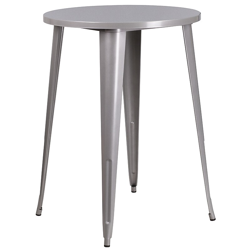Flash Furniture Philip Commercial Grade Round Metal Indoor-Outdoor Bar Height Table, Silver (CH5109040SIL) image 1
