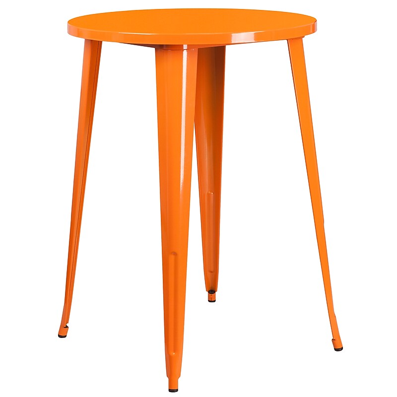 Flash Furniture Philip Commercial Grade Round Metal Indoor-Outdoor Bar Height Table, Orange (CH5109040OR) image 1