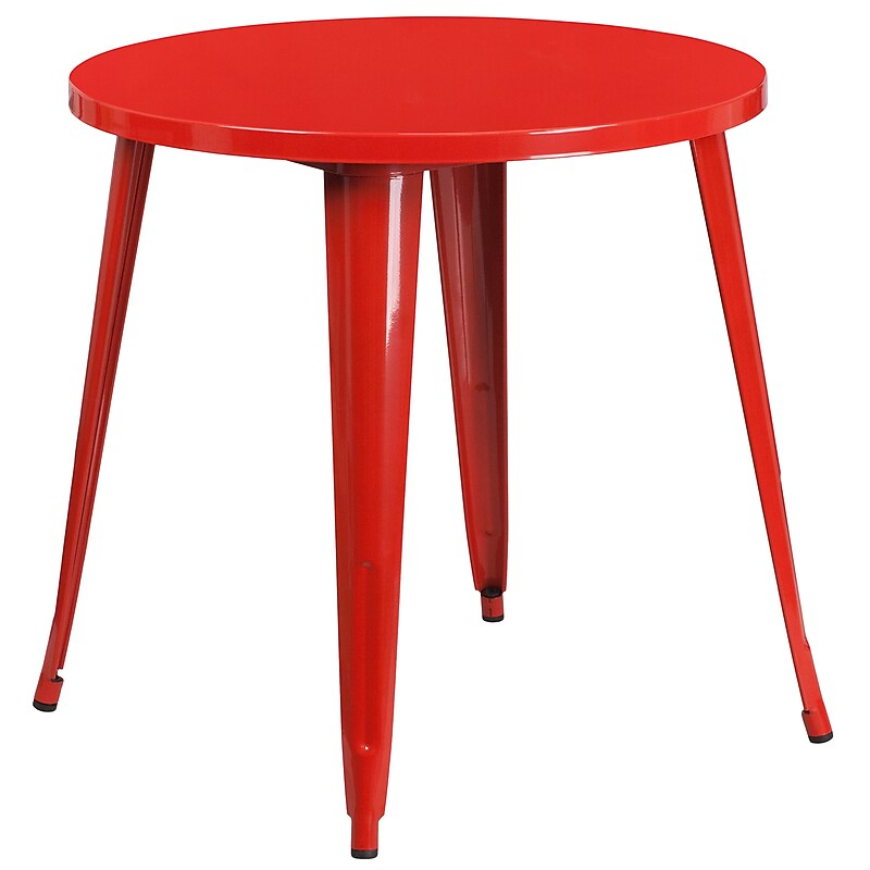Flash Furniture Jeffrey Commercial Grade Round Metal Indoor-Outdoor Table, Red (CH5109029RED) image 1