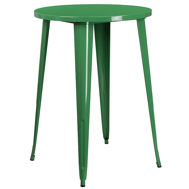 Flash Furniture Philip Commercial Grade Round Metal Indoor-Outdoor Bar Height Table, Green (CH5109040GN) image 1