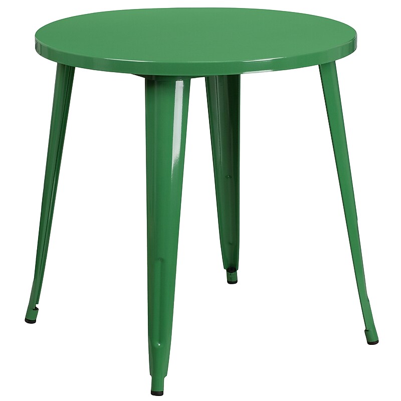 Flash Furniture Jeffrey Commercial Grade Round Metal Indoor-Outdoor Table, Green (CH5109029GN) image 1