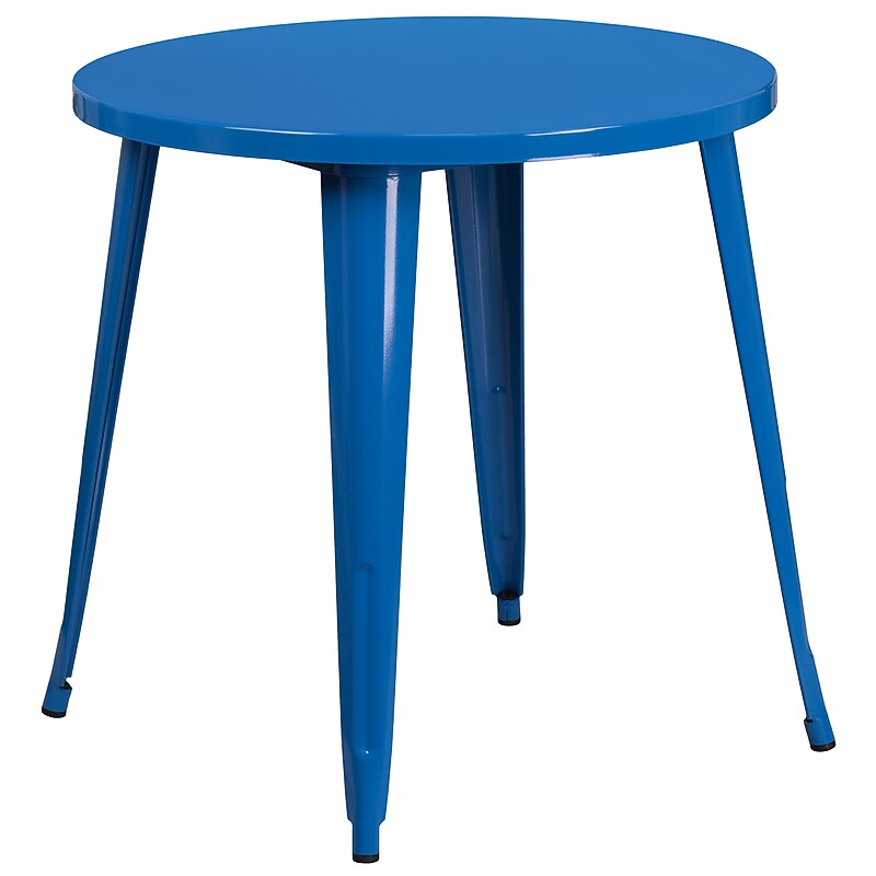 Flash Furniture Jeffrey Commercial Grade Round Metal Indoor-Outdoor Table, Blue (CH5109029BL) image 1