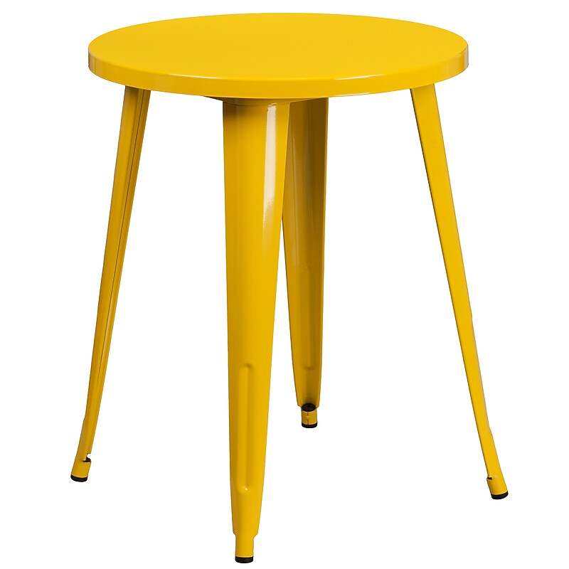 Flash Furniture Webb Commercial Grade Round Metal Indoor-Outdoor Table, Yellow (CH5108029YL) image 1