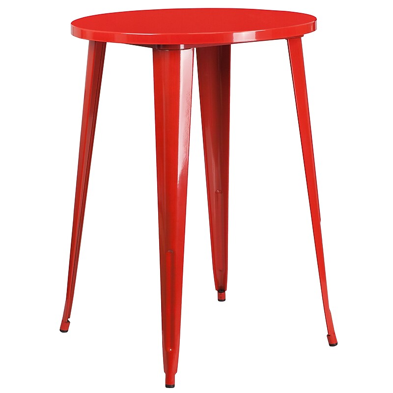 Flash Furniture Philip Commercial Grade Round Metal Indoor-Outdoor Bar Height Table, Red (CH5109040RED) image 1