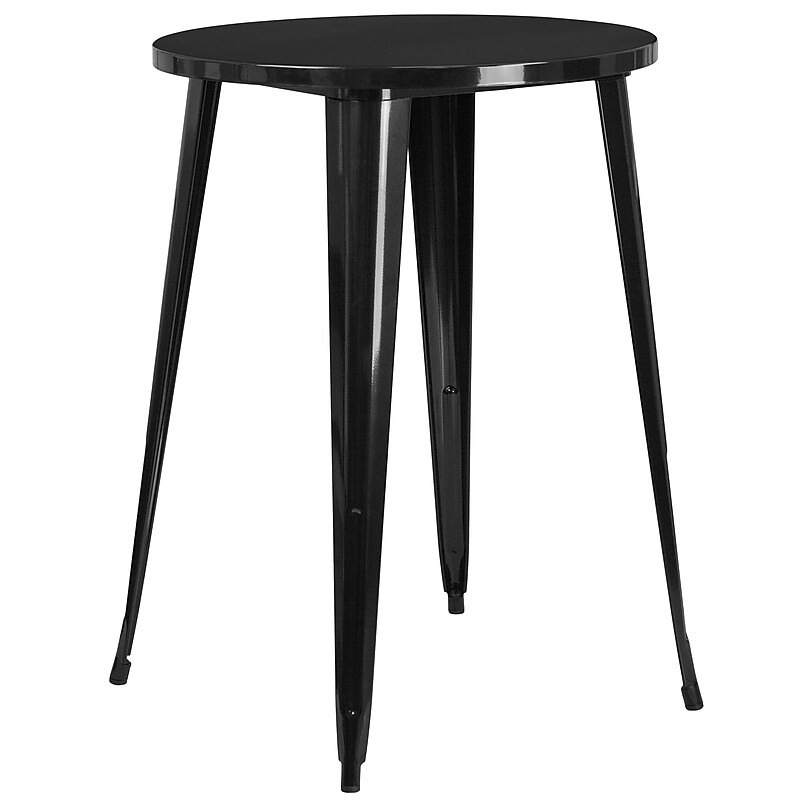 Flash Furniture Philip Commercial Grade Round Metal Indoor-Outdoor Bar Height Table, Black (CH5109040BK) image 1