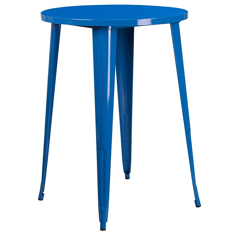Flash Furniture Philip Commercial Grade Round Metal Indoor-Outdoor Bar Height Table, Blue (CH5109040BL) image 1