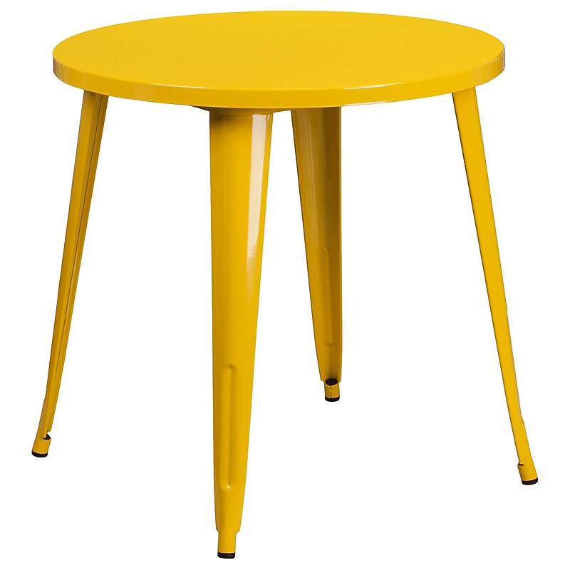 Flash Furniture Jeffrey Commercial Grade Round Metal Indoor-Outdoor Table, Yellow (CH5109029YL) image 1