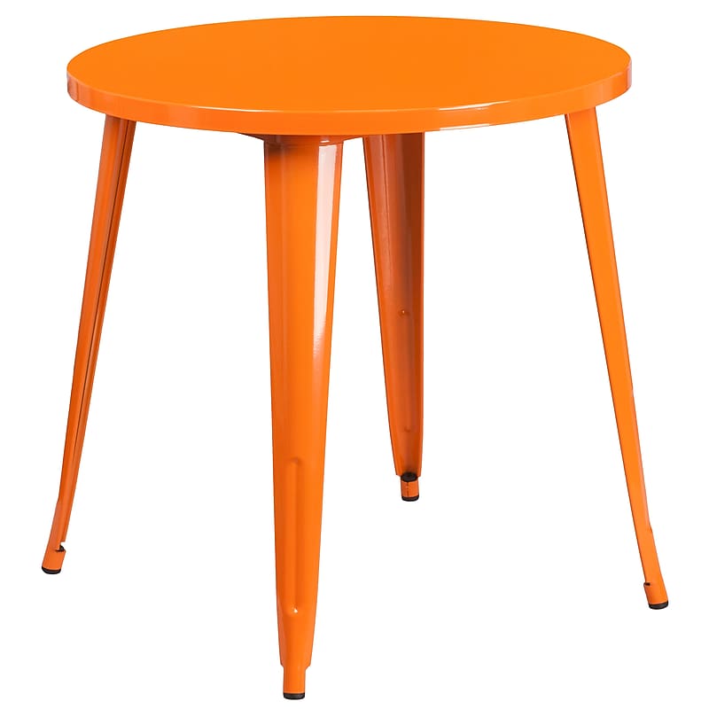 Flash Furniture Jeffrey Commercial Grade Round Metal Indoor-Outdoor Table, Orange (CH5109029OR) image 1