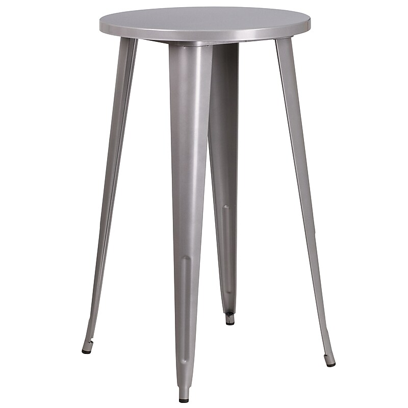 Flash Furniture James Commercial Grade Round Metal Indoor-Outdoor Bar Height Table, Silver (CH5108040SIL) image 1