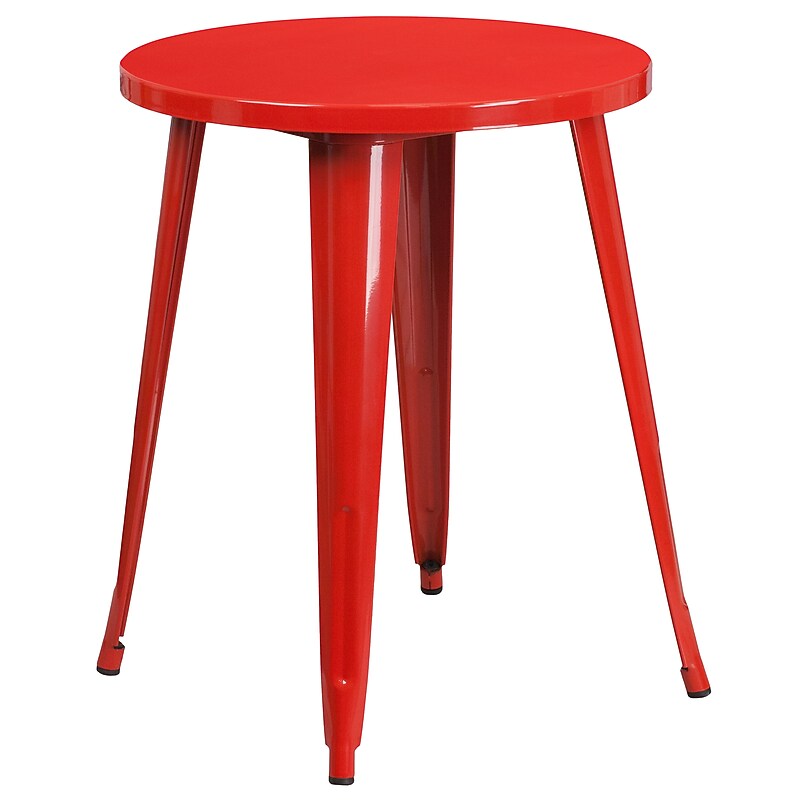 Flash Furniture Webb Commercial Grade Round Metal Indoor-Outdoor Table, Red (CH5108029RED) image 1
