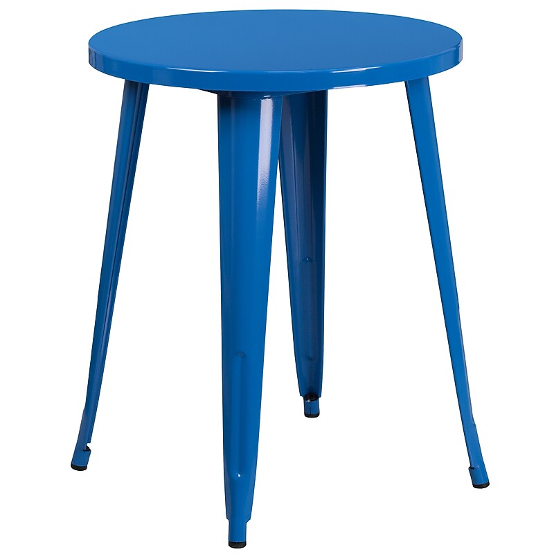 Flash Furniture Webb Commercial Grade Round Metal Indoor-Outdoor Table, Blue (CH5108029BL) image 1