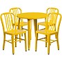 Flash Furniture Chad Indoor-Outdoor 30" Round Table Set with 4 Vertical Slat Back Chairs, Yellow (CH519TH418VYL)~#|#~sp137394614_sc7