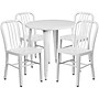 Flash Furniture Chad Indoor-Outdoor 30" Round Table Set with 4 Vertical Slat Back Chairs, White (CH519TH418VWH)~#|#~sp137394617_sc7