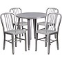 Flash Furniture Chad Indoor-Outdoor 30" Round Table Set with 4 Vertical Slat Back Chairs, Silver (CH519TH418VSIL)~#|#~sp137394622_sc7