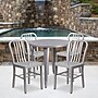 Flash Furniture Chad Indoor-Outdoor 30" Round Table Set with 4 Vertical Slat Back Chairs, Silver (CH519TH418VSIL)~#|#~sp137394623_sc7