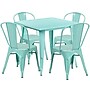 Flash Furniture Foster Indoor-Outdoor 31.5" Square Table Set with 4 Stack Chairs, Mint Green (ETCT002430MINT)~#|#~sp137394650_sc7