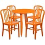 Flash Furniture Chad Indoor-Outdoor 30" Round Table Set with 4 Vertical Slat Back Chairs, Orange (CH519TH418VOR)~#|#~sp137394664_sc7