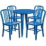 Flash Furniture Chad Indoor-Outdoor 30" Round Table Set with 4 Vertical Slat Back Chairs, Blue (CH519TH418VBL)~#|#~sp137394672_sc7
