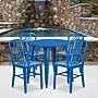 Flash Furniture Chad Indoor-Outdoor 30" Round Table Set with 4 Vertical Slat Back Chairs, Blue (CH519TH418VBL)~#|#~sp137394673_sc7