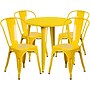 Flash Furniture Dalton Indoor-Outdoor 30" Round Table Set with 4 Cafe Chairs, Yellow (CH519TH418CYL)~#|#~sp137394687_sc7