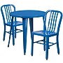 Flash Furniture Craig Indoor-Outdoor 30" Round Table Set with 2 Vertical Slat Back Chairs, Blue (CH519TH218VBL)~#|#~sp137394708_sc7