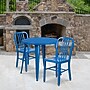Flash Furniture Craig Indoor-Outdoor 30" Round Table Set with 2 Vertical Slat Back Chairs, Blue (CH519TH218VBL)~#|#~sp137394709_sc7