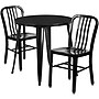 Flash Furniture Craig Indoor-Outdoor 30" Round Table Set with 2 Vertical Slat Back Chairs, Black (CH519TH218VBK)~#|#~sp137394713_sc7