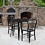 Flash Furniture Craig Indoor-Outdoor 30" Round Table Set with 2 Vertical Slat Back Chairs, Black (CH519TH218VBK)~#|#~sp137394714_sc7