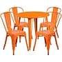 Flash Furniture Dalton Indoor-Outdoor 30" Round Table Set with 4 Cafe Chairs, Orange (CH519TH418COR)~#|#~sp137394725_sc7