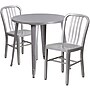 Flash Furniture Craig Indoor-Outdoor 30" Round Table Set with 2 Vertical Slat Back Chairs, Silver (CH519TH218VSIL)~#|#~sp137394762_sc7