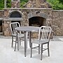 Flash Furniture Craig Indoor-Outdoor 30" Round Table Set with 2 Vertical Slat Back Chairs, Silver (CH519TH218VSIL)~#|#~sp137394763_sc7
