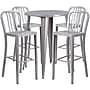 Flash Furniture Tristan Indoor-Outdoor 30" Round Bar Table Set with 4 Vertical Slat Back Stools, Silver (CH519BH430VSIL)~#|#~sp137394786_sc7