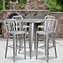 Flash Furniture Tristan Indoor-Outdoor 30" Round Bar Table Set with 4 Vertical Slat Back Stools, Silver (CH519BH430VSIL)~#|#~sp137394787_sc7