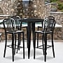 Flash Furniture Tristan Indoor-Outdoor 30" Round Bar Table Set with 4 Vertical Slat Back Stools, Black (CH519BH430VBK)~#|#~sp137394795_sc7