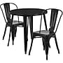 Flash Furniture Baker Indoor-Outdoor 30" Round Table Set with 2 Cafe Chairs, Black (CH519TH218CBK)~#|#~sp137394805_sc7