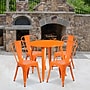 Flash Furniture Dalton Indoor-Outdoor 30" Round Table Set with 4 Cafe Chairs, Orange (CH519TH418COR)~#|#~sp137394826_sc7