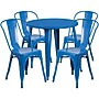 Flash Furniture Dalton Indoor-Outdoor 30" Round Table Set with 4 Cafe Chairs, Blue (CH519TH418CBL)~#|#~sp137394835_sc7