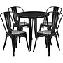 Flash Furniture Dalton Indoor-Outdoor 30" Round Table Set with 4 Cafe Chairs, Black (CH519TH418CBK)~#|#~sp137394843_sc7