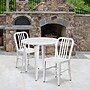 Flash Furniture Craig Indoor-Outdoor 30" Round Table Set with 2 Vertical Slat Back Chairs, White (CH519TH218VWH)~#|#~sp137394861_sc7