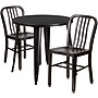 Flash Furniture Craig Indoor-Outdoor 30" Round Table Set with 2 Vertical Slat Back Chairs, Black-Antique Gold (CH519TH218VBQ)~#|#~sp137394895_sc7