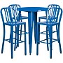 Flash Furniture Tristan Indoor-Outdoor 30" Round Bar Table Set with 4 Vertical Slat Back Stools, Blue (CH519BH430VBL)~#|#~sp137394927_sc7