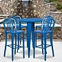 Flash Furniture Tristan Indoor-Outdoor 30" Round Bar Table Set with 4 Vertical Slat Back Stools, Blue (CH519BH430VBL)~#|#~sp137394928_sc7
